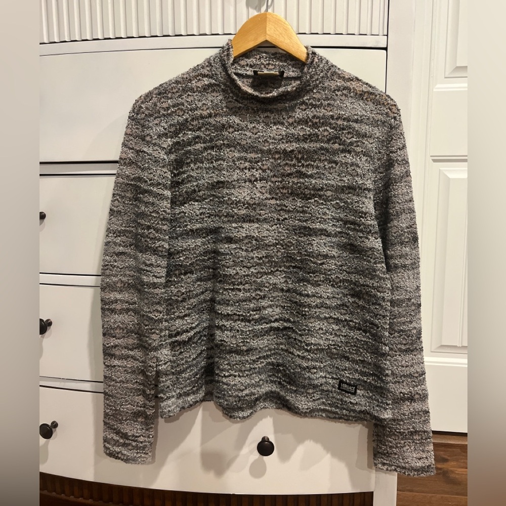 Vtg Vintage Versace Jeans Couture Women's Black Grey Beige Sweater Size Large